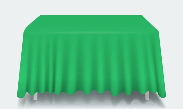 Mesa rectangular vacía verde vectorial con mantel aislado . — Archivo Imágenes Vectoriales