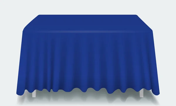 Векторно-синий пустой прямоугольный стол с изолированной скатертью . — стоковый вектор