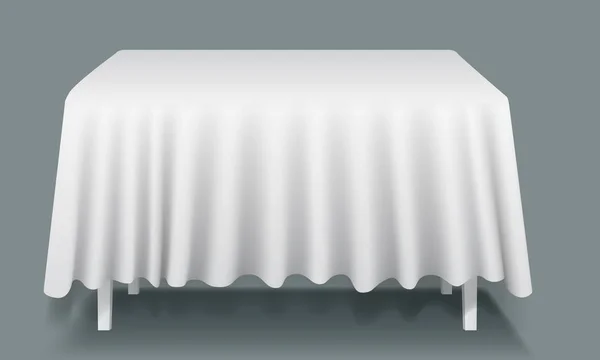 벡터 흰색 빈 사각형 테이블 식탁보 격리. — 스톡 벡터