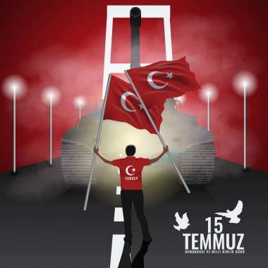 15 Temmuz günü Türkiye vektör. Demokrasi ve Ulusal Birlik günü Türkiye'nin 15 Temmuz başlık Türkçe tercümesi olduğunu.