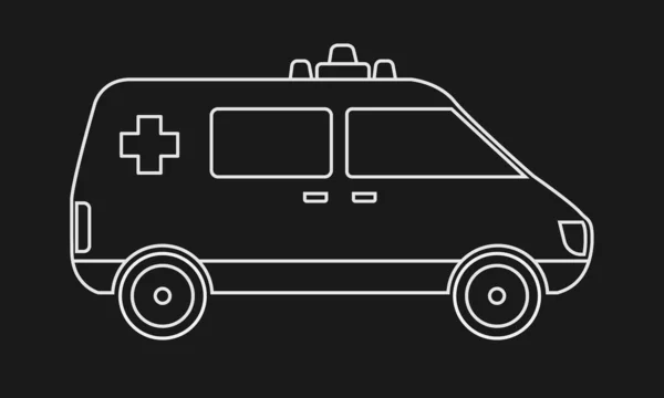 라인 아트를 갖춘 세련 된 단단 한 구급차 아이콘. 병원 또는 의료 컨셉 디자인 간판. 건강 관리 . — 스톡 사진