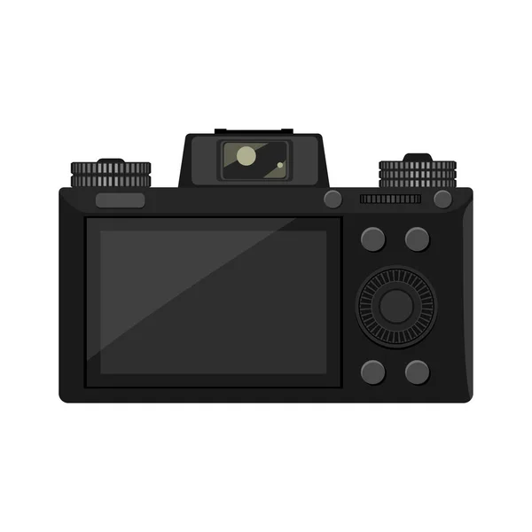 Trendy mirrorless Camera back view with high detailed illustrated for your design. Плоская и сплошная цветовая векторная иллюстрация . — стоковый вектор