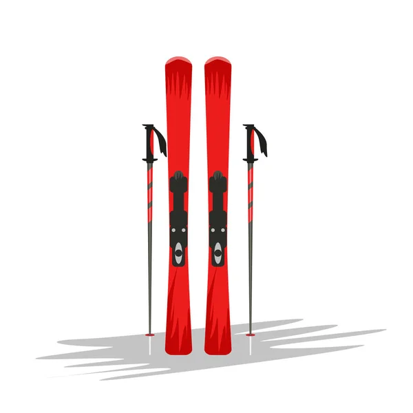 Esquí y palos maqueta con dibujado a mano o estilo de dibujos animados para su diseño. Ilustración vectorial . — Vector de stock