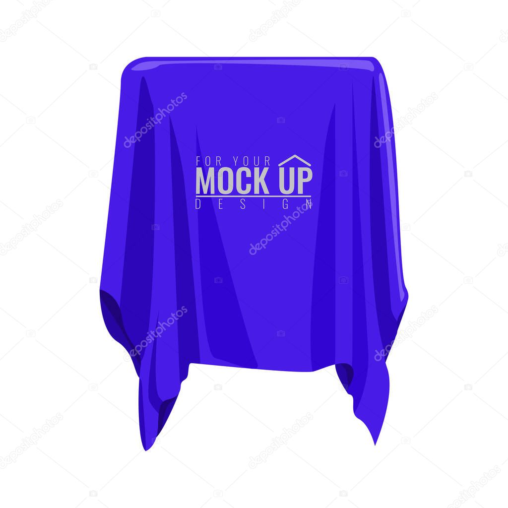 Blue silk cloth covered object for. Cartoon style hand drawn flat and solid color style vector illustration.