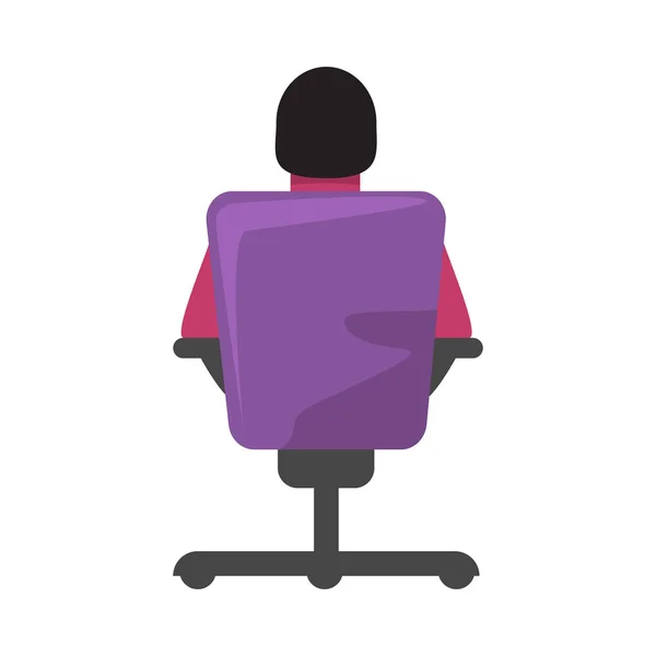 Uomo d'affari o capo seduto sulla sedia da ufficio o poltrona vista laterale posteriore. Illustrazione vettoriale a colori piatta e solida . — Vettoriale Stock