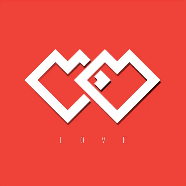 Interlaced hearts icon or symbol for your wedding card or valentine card design. Vector illustration. — 스톡 벡터