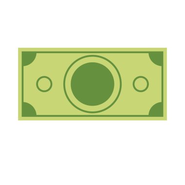 Tek dolar ikonu. Düz ve sollid renk biçimi çizimi.