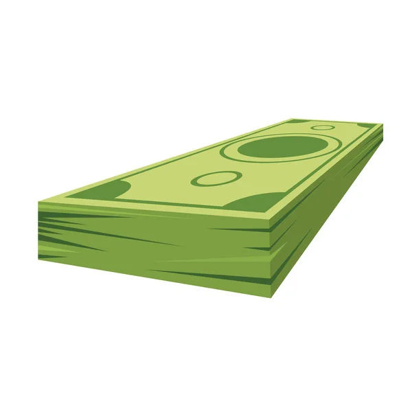 Pile of dollars money with perspective view. Flat and solid color cartoon style vector illustration. — Stock Vector