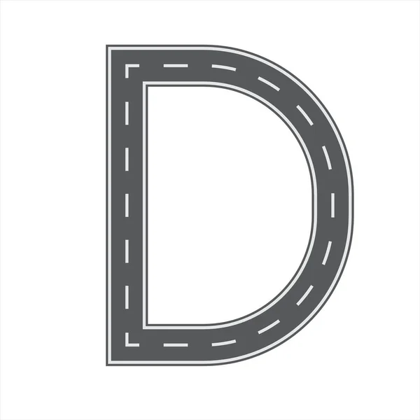 道路や通りのフォントのD文字。フラット&ソリッドカラーベクトルイラスト. — ストックベクタ