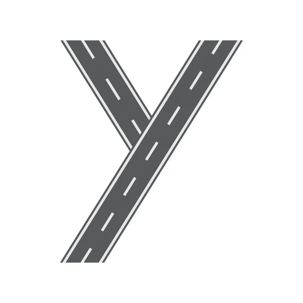 Písmeno Y pro Road nebo street font. Plochý a jednobarevný vektor ilustrace. — Stockový vektor