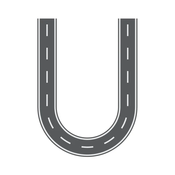 Písmeno U pro Road nebo street font. Plochý a jednobarevný vektor ilustrace. — Stockový vektor