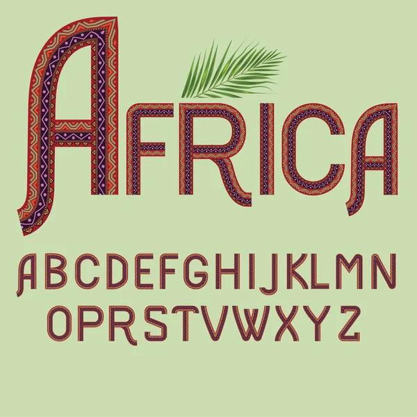 Fuente étnica africana. Letras abc tipo conjunto vector ilustración — Vector de stock