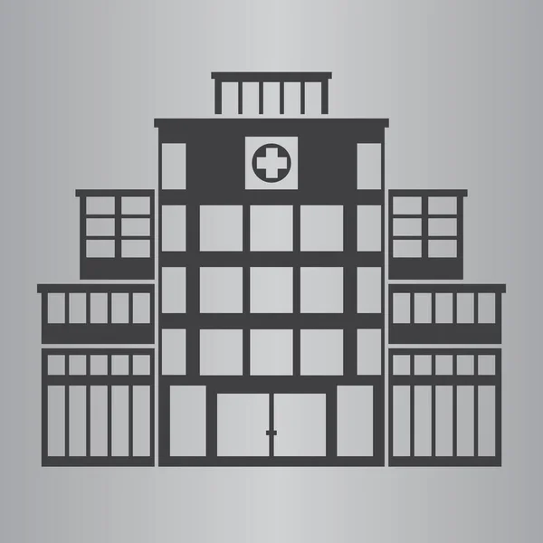 Icono o símbolo del edificio del hospital. Las ventanas están aisladas. Ilustración vectorial . — Vector de stock