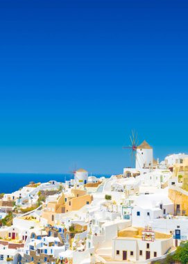 View of Oia the most beautiful village of Santorini island clipart