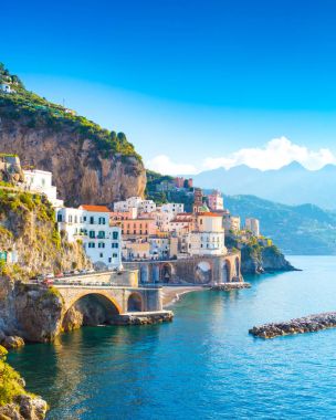 Morning view of Amalfi cityscape clipart