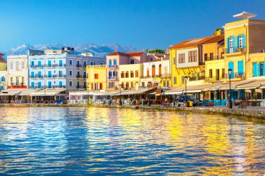 Görünüm eski bağlantı noktası Hanya, Crete, Yunanistan.