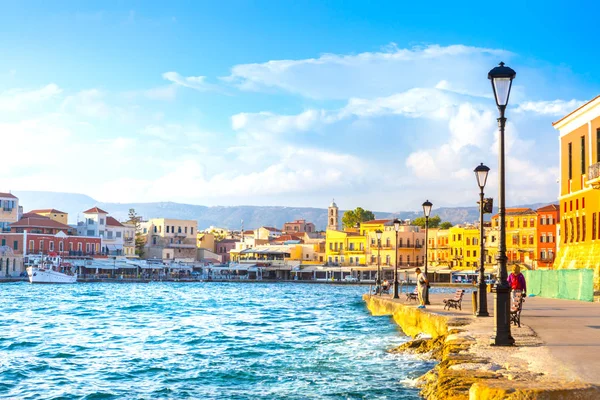 Utsikt Över Den Gamla Hamnen Chania Kreta Grekland — Stockfoto