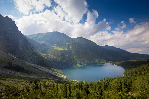 Vista Aérea Lago Montanhas Tatra — Fotografia de Stock