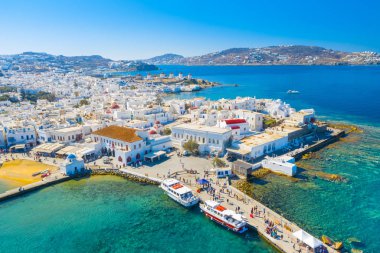 Panoramic view of Mykonos town, Cyclades islands, Greece clipart