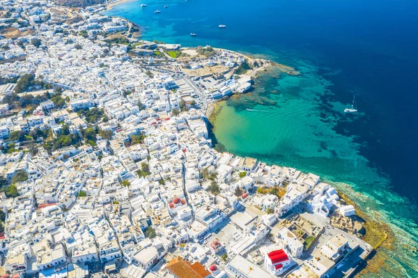 Panoramiczny widok na miasto Mykonos, wyspy Cyklady, Grecja — Zdjęcie stockowe