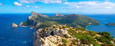 Cape Formentor 'un panoramik manzarası. Mayorka, Balear Adaları, İspanya