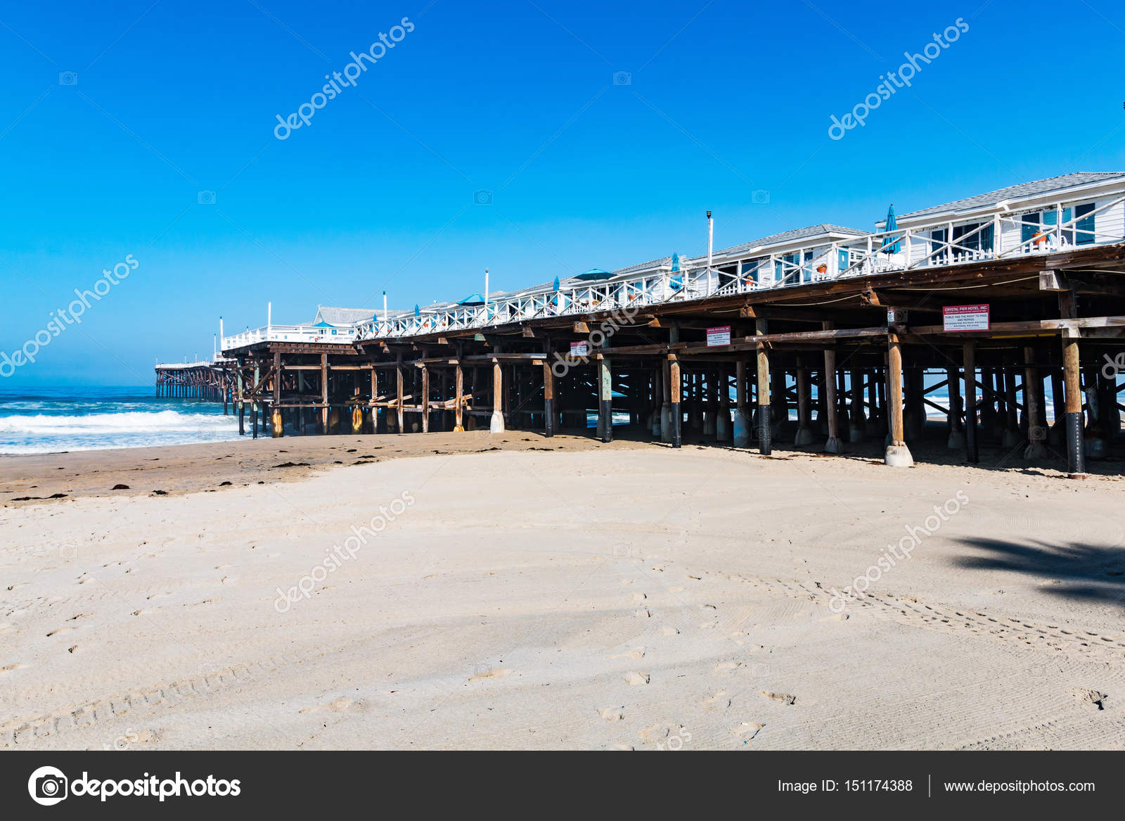 Cottages On Crystal Pier At Pacific Beach In San Diego Stock