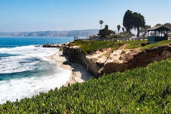 Ice Plants Cliffside at La Jolla Cove with Observation Points — Stock Photo, Image
