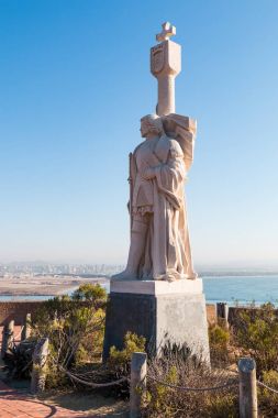 Noktası Loma, California - 19 Aralık 2017: Heykel, Juan Rodriguez San Diego Körfezi'ne bakan Cabrillo. Alvaro de Bree heykeltıraş tarafından 1939 yılında oluşturulan, Cabrillo Ulusal Anıtı yer alır.