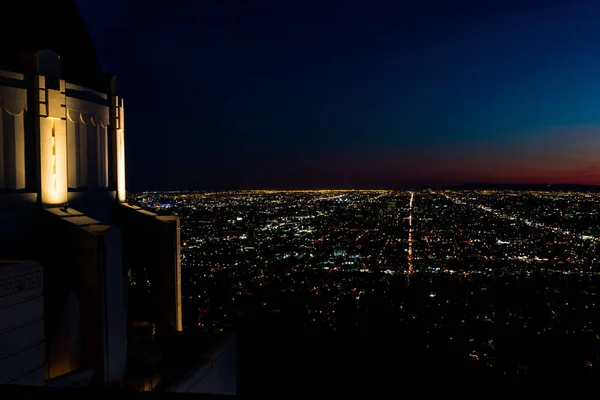 Los Angeles California Kasım 2017 Panoramik Şehir Cityscape Gece Griffith — Stok fotoğraf