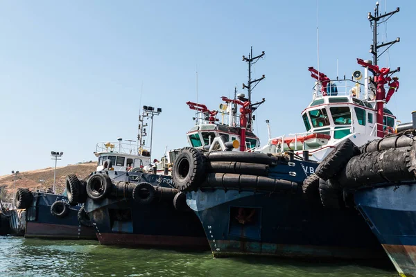 Ensenada México Mayo 2017 Remolcadores Alineados Puerto Ensenada Una Terminal —  Fotos de Stock