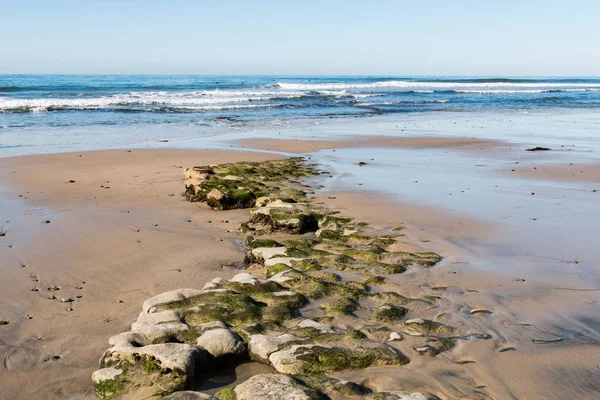 Marée Basse Swami Beach Encinitas Californie Révélant Récif Rocheux Couvert — Photo