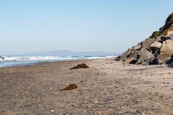 Praia Swami Vazia Pontilhada Algas Pedras Encinitas Califórnia Swami Local — Fotografia de Stock