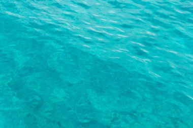 Tulum, Meksika 'da berrak turkuaz okyanus suyu.