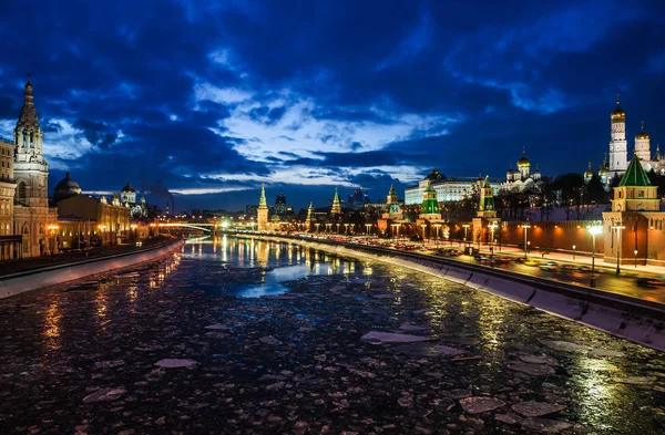 Kremlin Sophia Remblais Dérive Des Glaces Sur Rivière Moscou Par — Photo