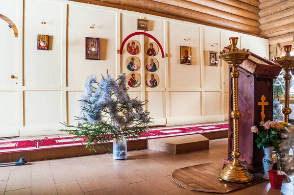 Obninsk Russie Janvier 2013 Décoration Noël Temple Orthodoxe Russe Intérieur — Photo