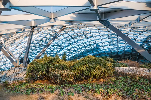 Bajo Cúpula Cristal Del Anfiteatro Parque Zaryadye Moscú Estructura Translúcida —  Fotos de Stock