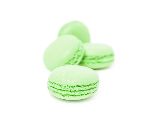 Colorful green traditional french dessert macarons — Stock Photo, Image