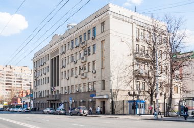 Moskova, Rusya - 28 Nisan 2015: Taganskaya Caddesi. Çevresel, teknolojik ve nükleer denetim (Rostekhnadzor Federal servis binası)