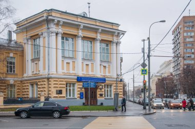 MOSCOW, RUSSIA - November 7, 2019: Clinic of skin and venereal diseases named after V. A. Rakhmanov of Sechenov University. Bolshaya Pirogovskaya street 