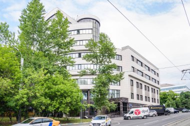 MOSCOW, RUSSIA - February 1, 2019: Progress Plaza business center, Sharikopodshipnikovskaya street