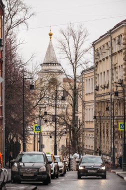 MOSCOW, RUSSIA - January 16, 2020: Maly Ivanovsky lane. Chapel Of John The Baptist of St. John the Baptist convent