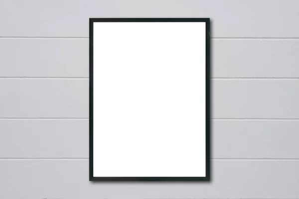 Mock up quadro em branco pendurado na parede no quarto — Fotografia de Stock