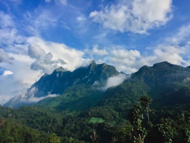 Doi Luang Chiang Dao, Chiang Mai Province, Tayland yüksek dağ, dağ manzara, Vintage görüntü filtre.