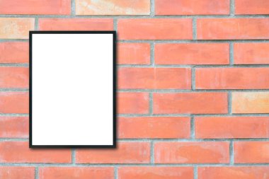 Boş poster resim çerçevesi üzerinde tuğla duvar kadar alay.