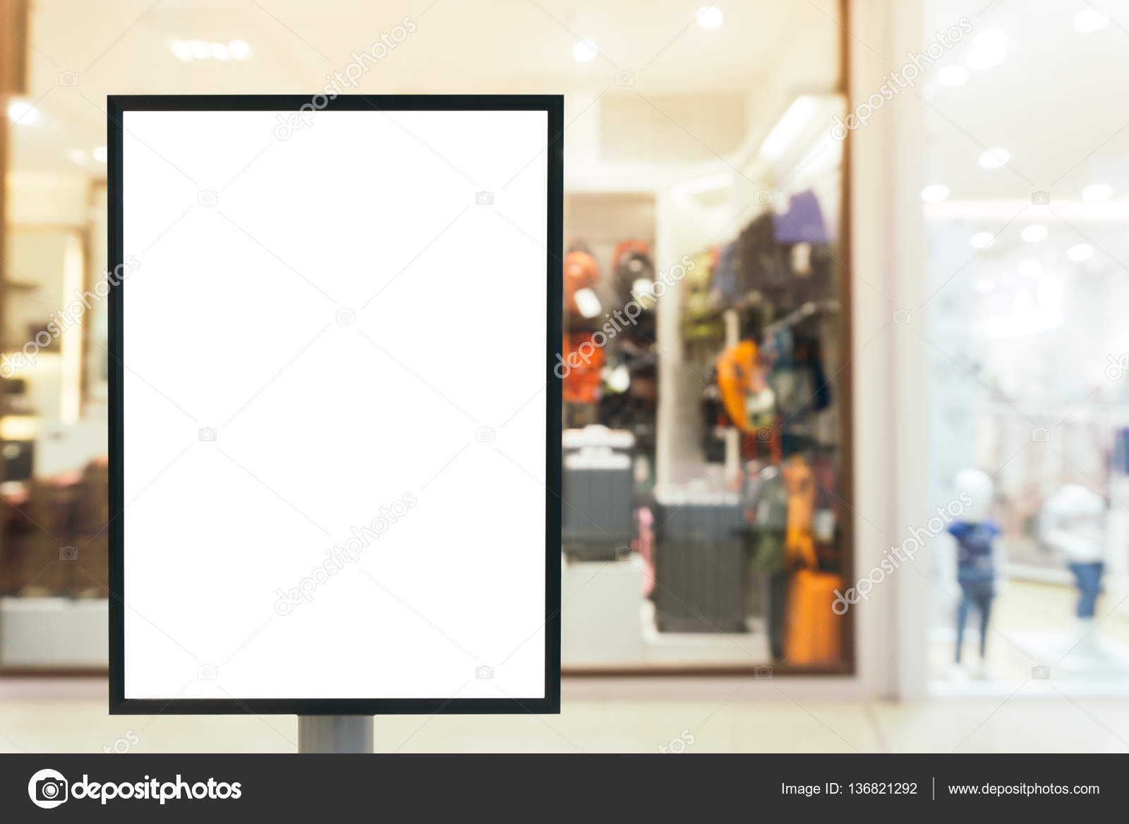 Download Blank Mock Up Of Vertical Poster Billboard Sign With Copy Space For Your Text Message Or Content In Modern Shopping Mall Stock Photo C Tirachard 136821292 PSD Mockup Templates