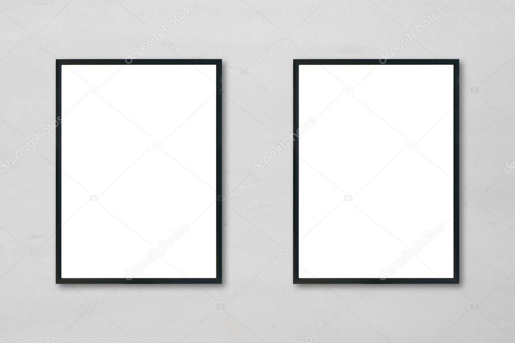 Mock up blank poster picture frame hanging on white marble wall background in room - can be used mockup for montage products display and design key visual layout.