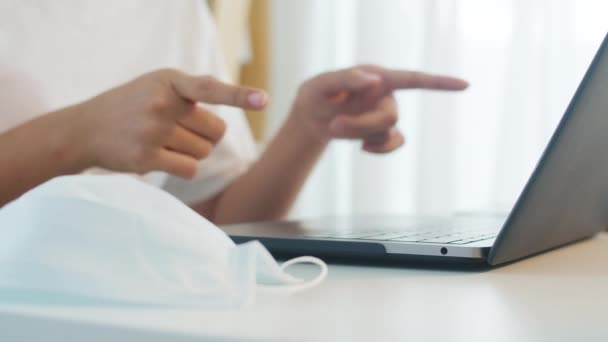 Freelance Asiatica Donna Affari Utilizzando Computer Portatile Chiamata Lavoro Videoconferenza — Video Stock