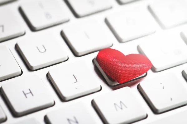 Red Hearts on a Keyboard. Love or Valentine's Day Concept Stock Image