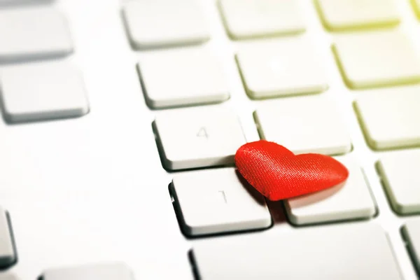 Red Hearts on a Keyboard. Love or Valentine's Day Concept Royalty Free Stock Images