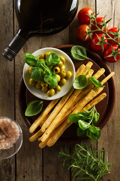 Productos de la cocina italiana o griega. Alimentación mediterránea . — Foto de Stock